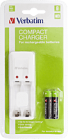 Compact Battery Charger 1.2V NiMH + 2 AA Rechargeable Batteries